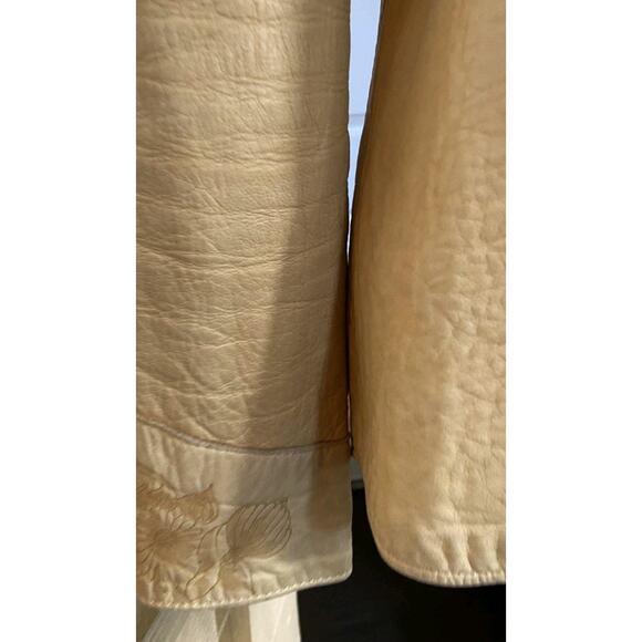 Vtg Santa Fe Leather floral embossed Shirt jacket womens S tan western boho USA - Picture 15 of 16